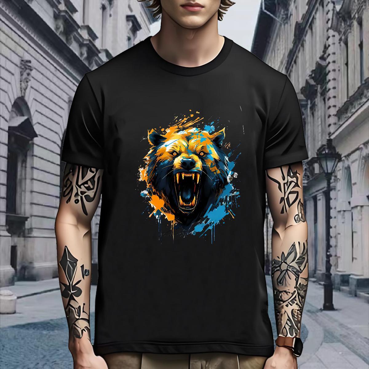 Classic T-Shirts wolf O-Neck Short Sleeve Street Casual Custom Anime 230g Pure Cotton Men Clothes T-Shirt 2024 Tees Shirts