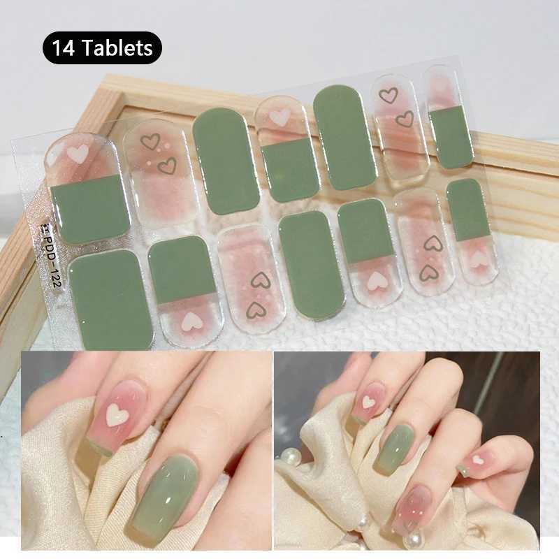 14 Strips Gel Nail Stickers Full Cover Nail Patch Floristic Nail Stickers Nail Polish Strips DIY Nail Art MakingXJ240814
