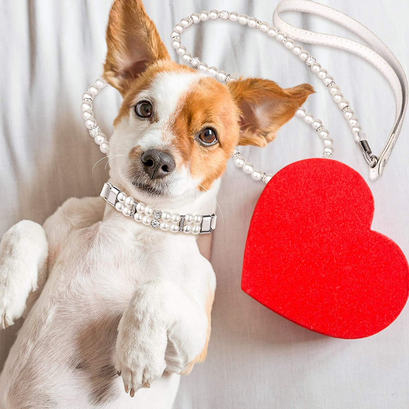 2026 New Luxury Dog Small Medium Dogs, Pearl Cat Collar PU Leather Female Necklace With Crystal Diamond Rhinestone Jewlled For Dogs Wedding