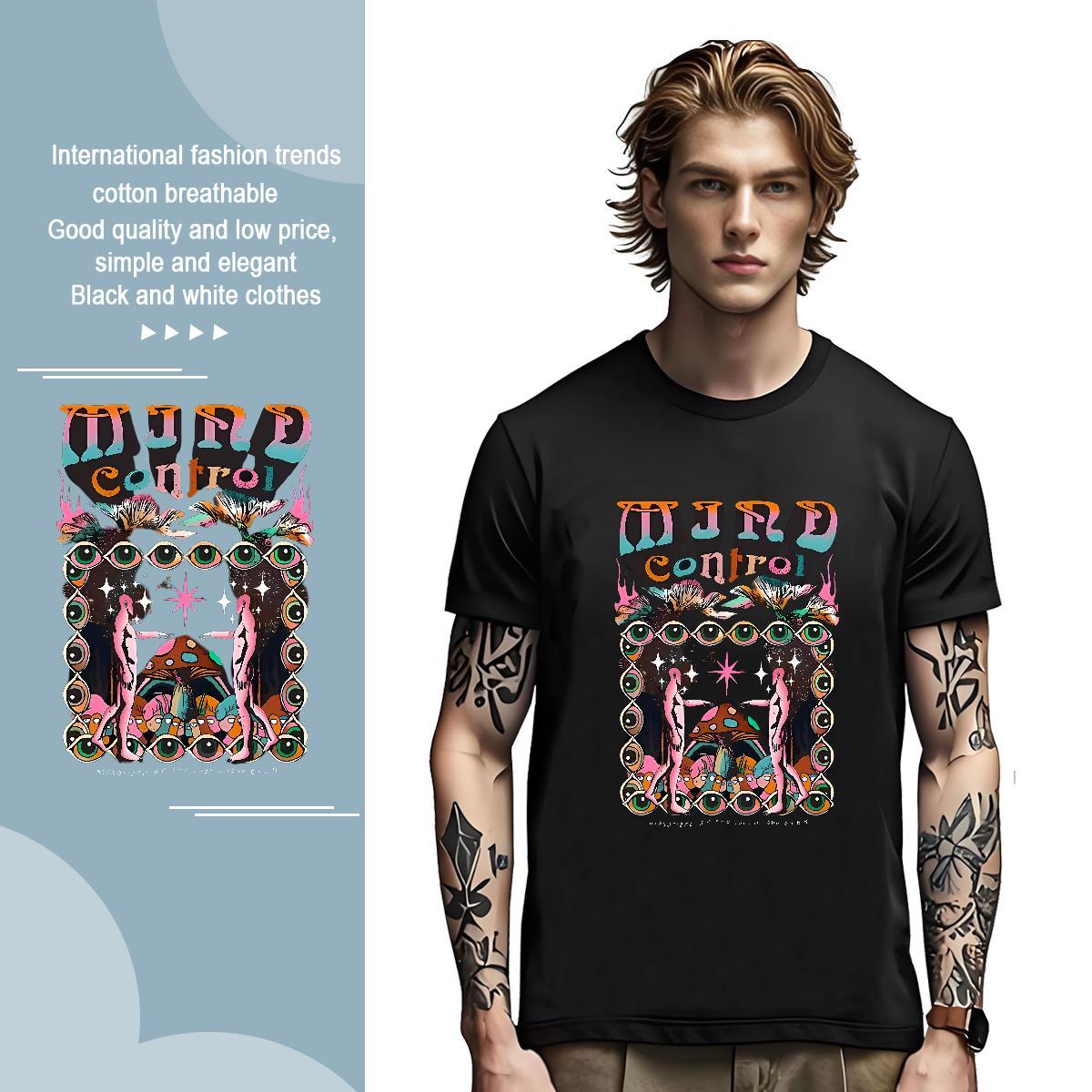 Men T Shirts 230g Cotton mushroom Street Casual Crew Neck Cartoon Print Men Clothes T-Shirt Stylist Brand Tees Shirts