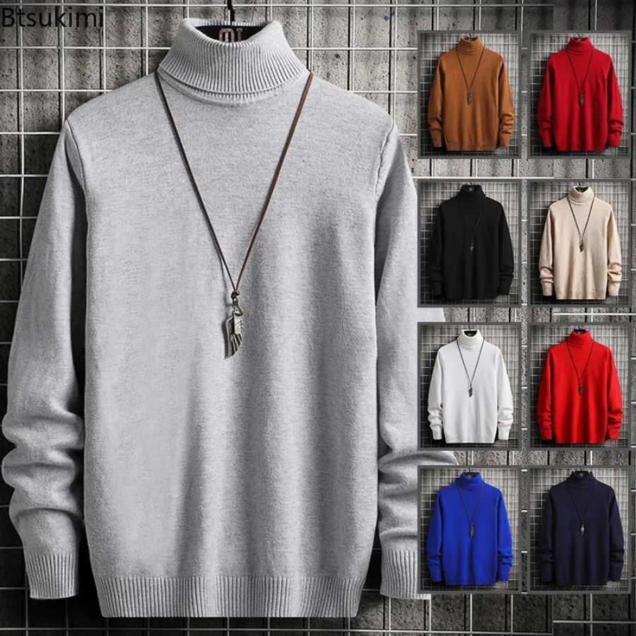 2024 Turtleneck Sweaters Mens Solid Pullovers Knitted Sweater High Collar Knitwear Pullovers Autumn Winter Warm Sweater for MenXJ240814