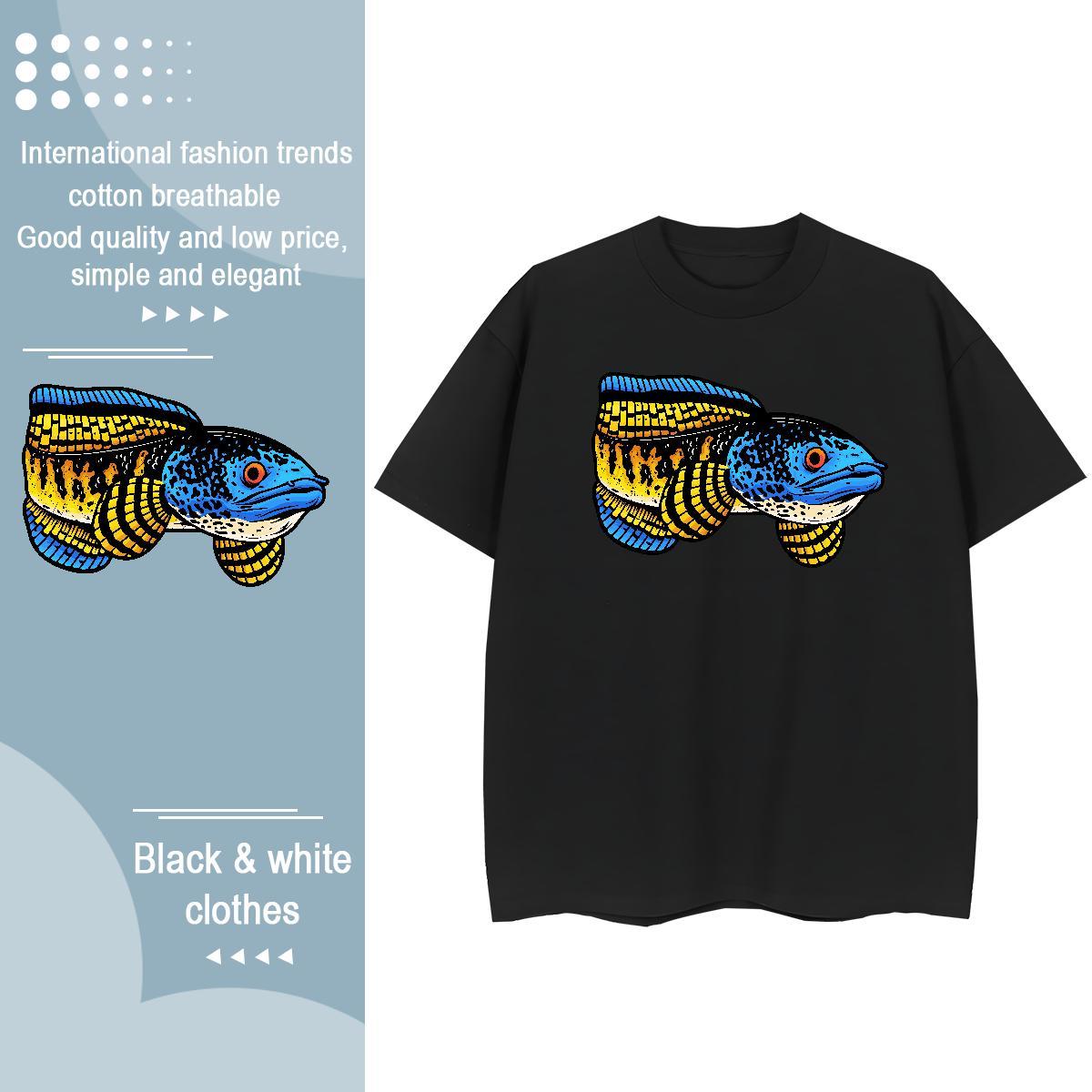 Soft T shirt fish Breathable Short Sleeve Sports Casual Graphic 230g Cotton Tshirt for Man Woman New Designer Tops