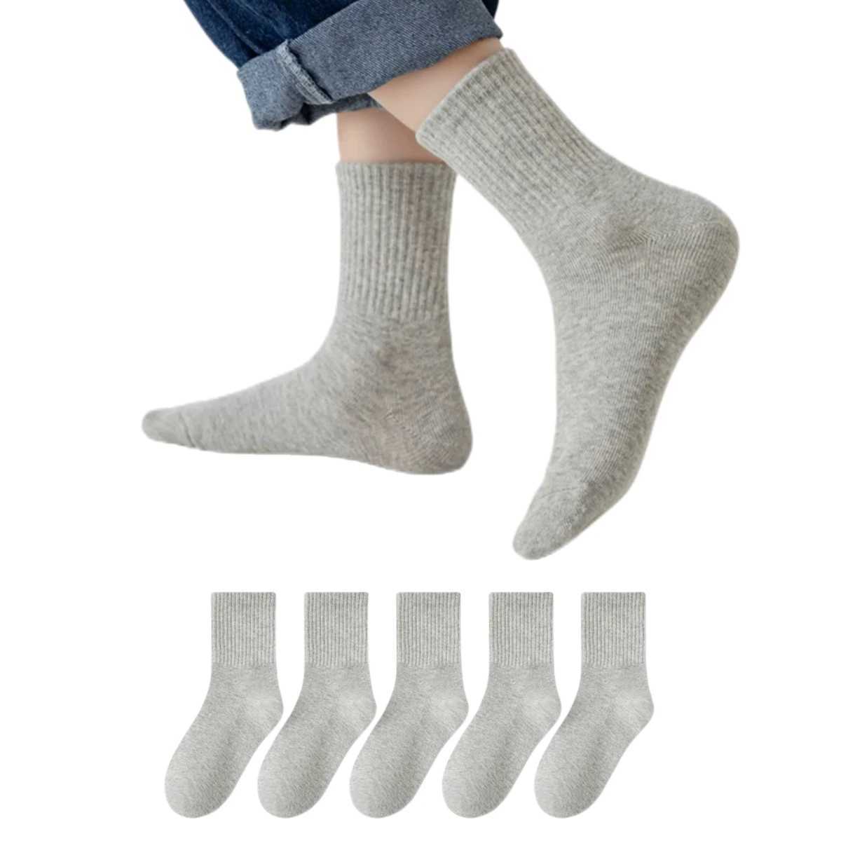 5 pairs of children boys and girls return to school with solid color black and white uniforms crew socks childrens JK Harajuku preparatory style W2408