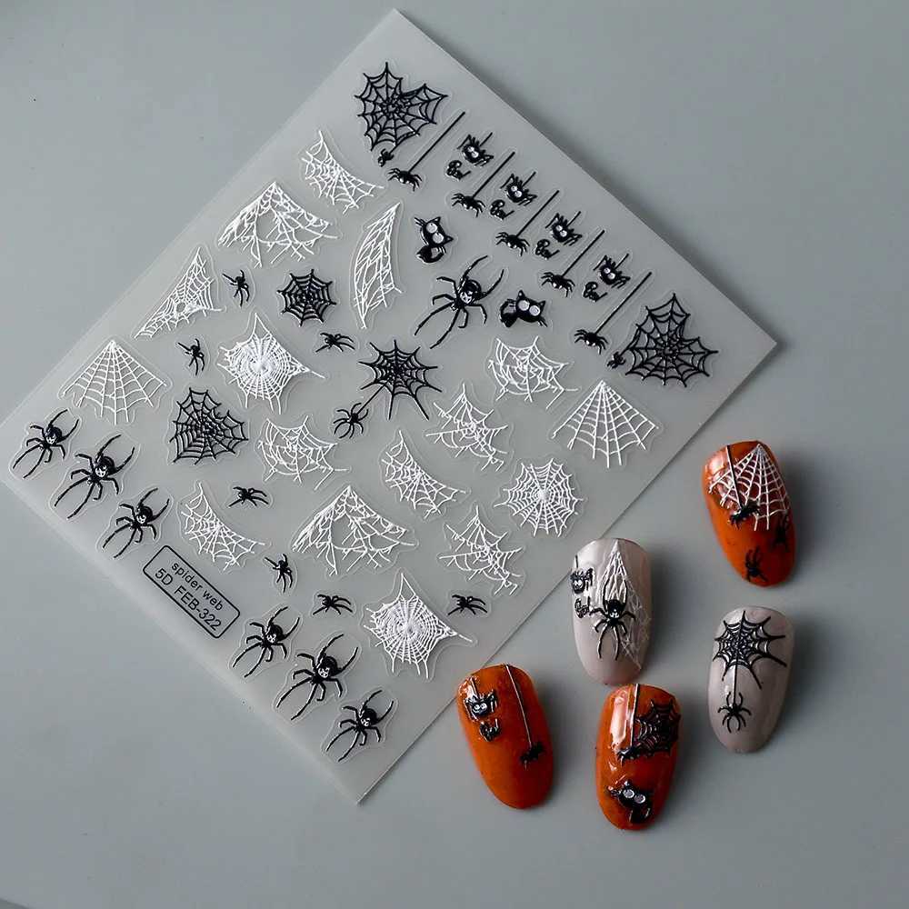 2023 Glowing In The Light Happy Festival Diy Manicure Design Self Adhesive Spider Halloween Nail Art StickerXJ240814