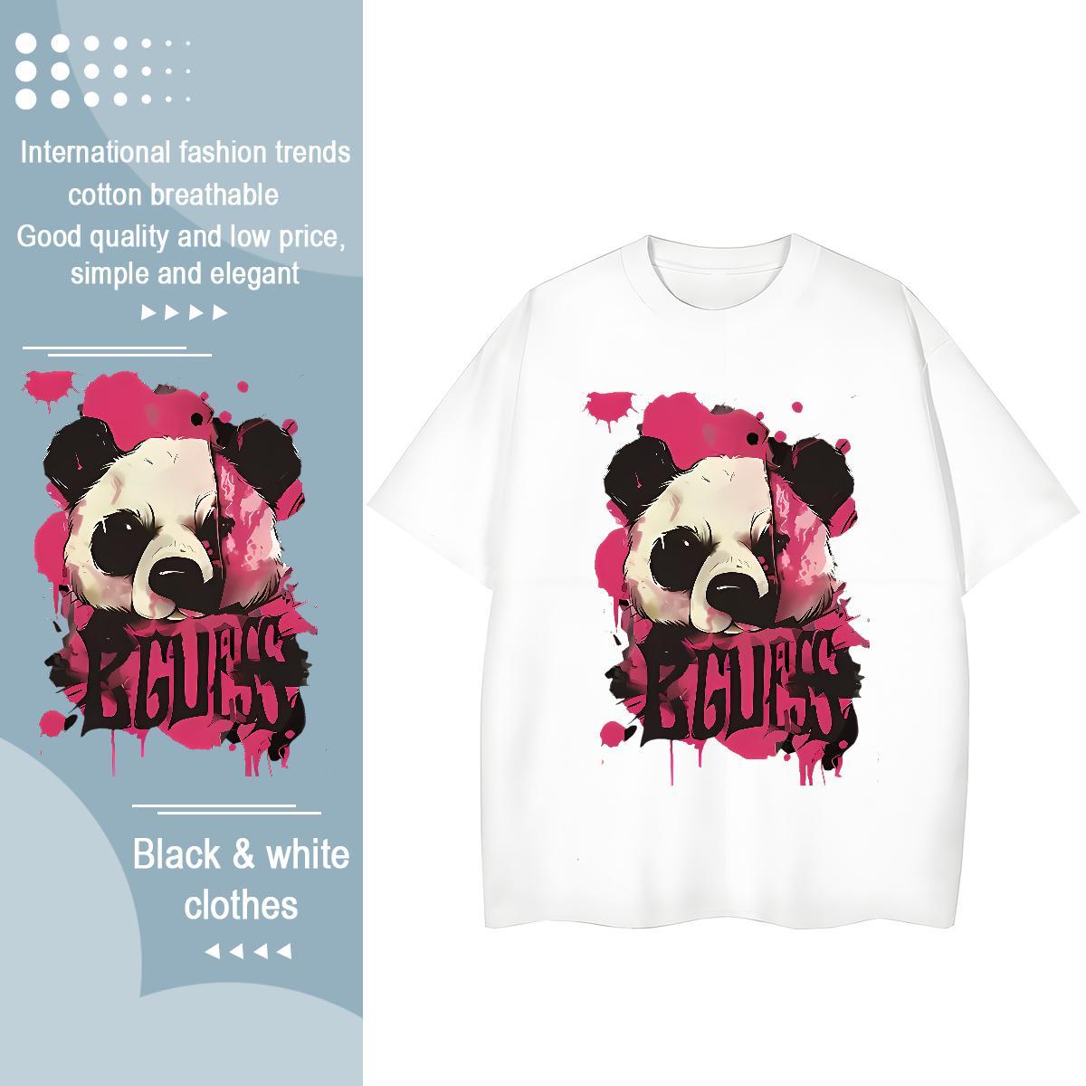 Free Shipping Man T Shirts panda Breathable Crew Neck High Street Hip Hop Custom Anime 230g 100% Cotton Men Tees DIY Customized Clothings