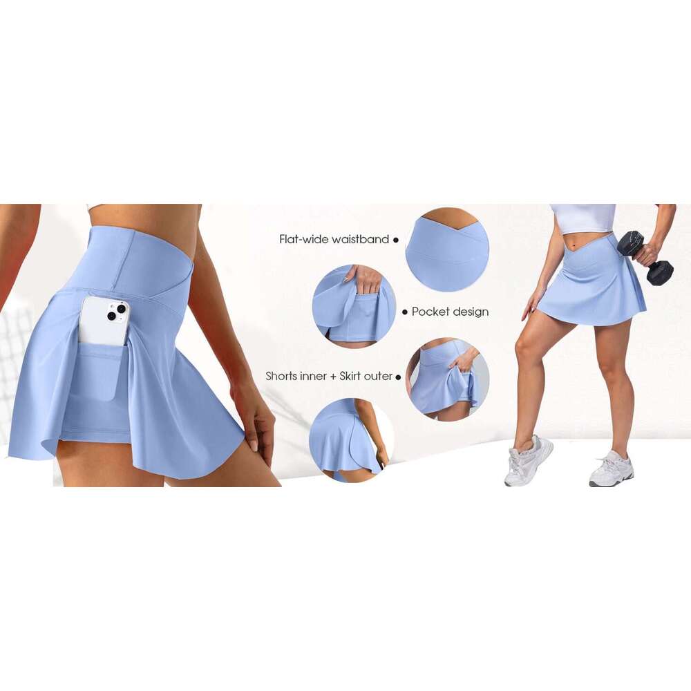 hot 2024 sale Women's Sports Short Shorts With pocket Tennis Skirts Outdoor High Waisted Yoga Skirt faldas s