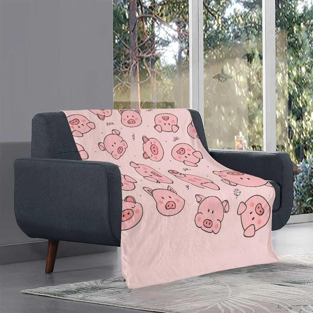 Cute Pig Pink Fleece Blanket Soft Warm Bedroom Throw Blanket on Bed Sofa Bedding Travel Sherpa Blankets for Adult Kids Quilt Y240815