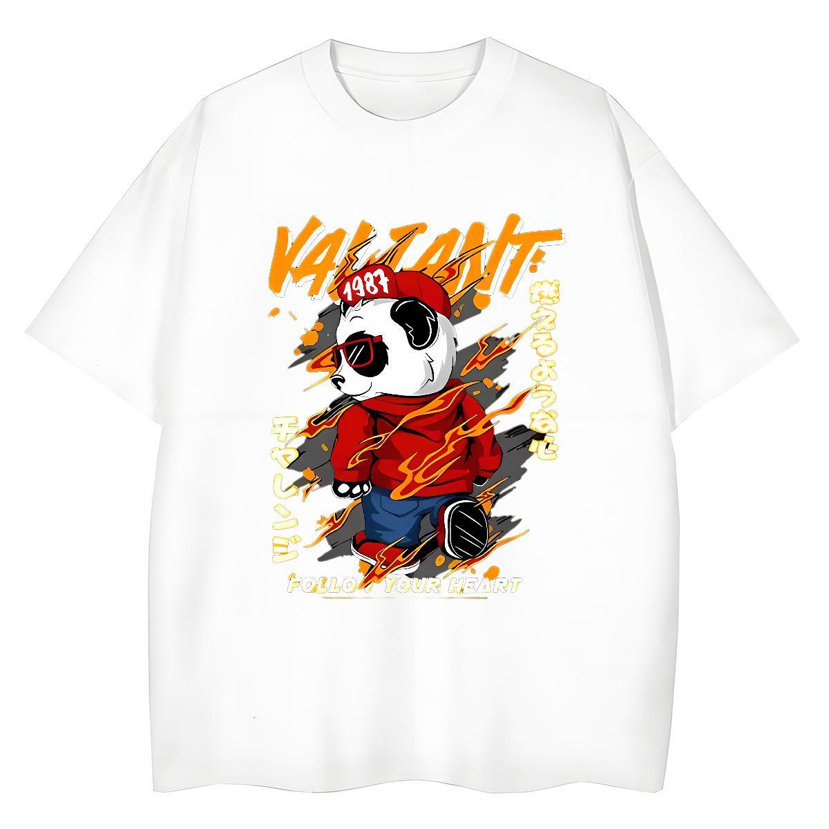 Classic T Shirt For Man panda Round Neck Short Sleeve High Street Hip Hop Customized 100% Cotton 230g Men Tees Fashion New Tops Shirt