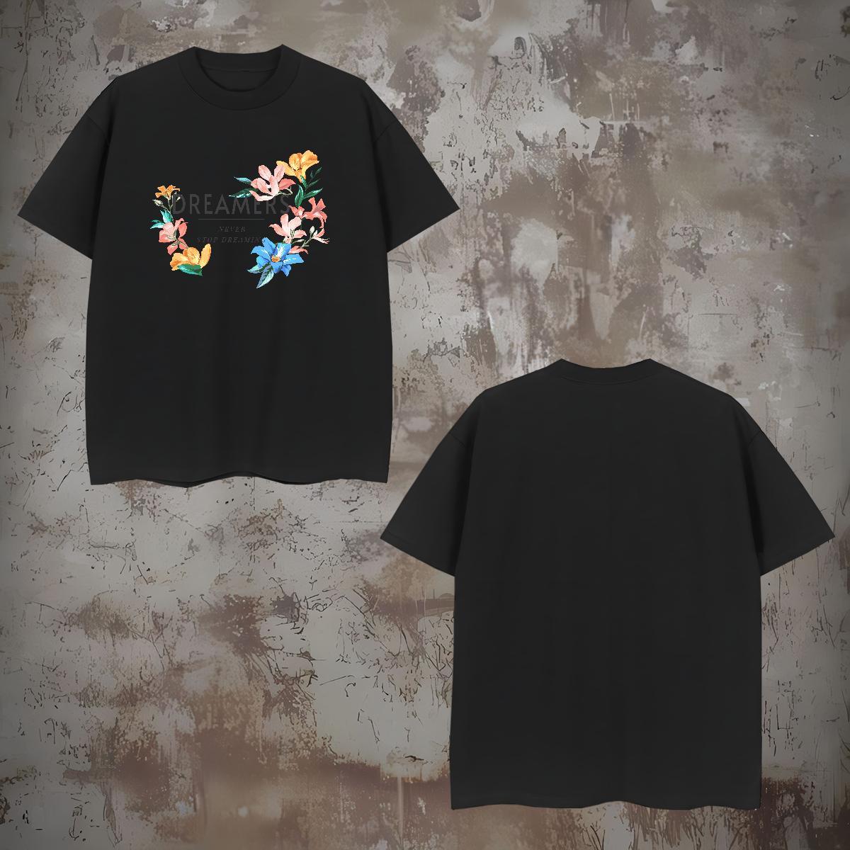 TOP Quality flower T shirt Daily Wear Men Tops Tees 230g 100% Cotton DIY Customized Short Sleeve Soft Customized Print Top Tees