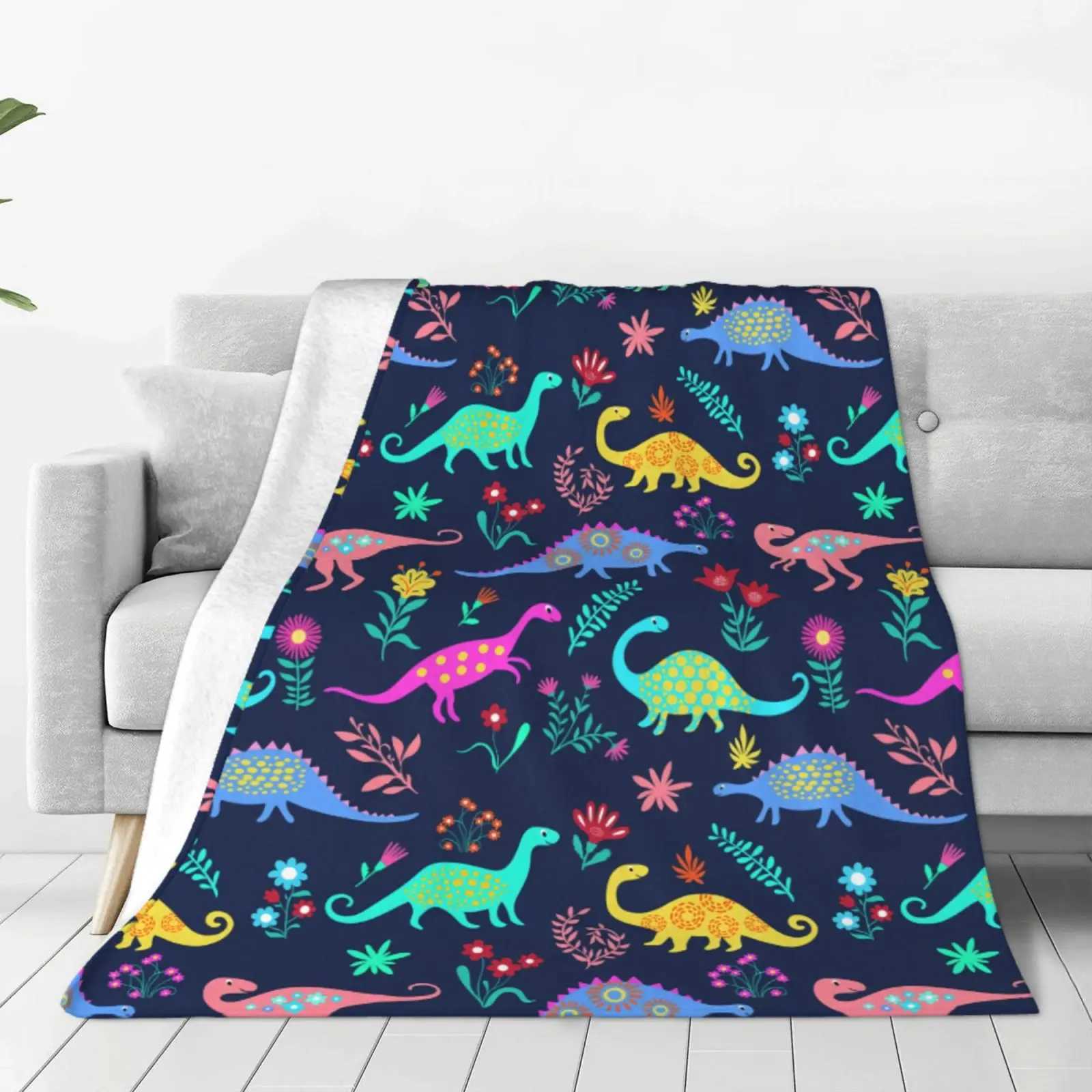 Cartoon Dinosaur Throw Blanket Soft Flannel Blanket for Chair Travelling Camping Kids Adults Bed Couch Cover Winter Nap Blanket Y240815