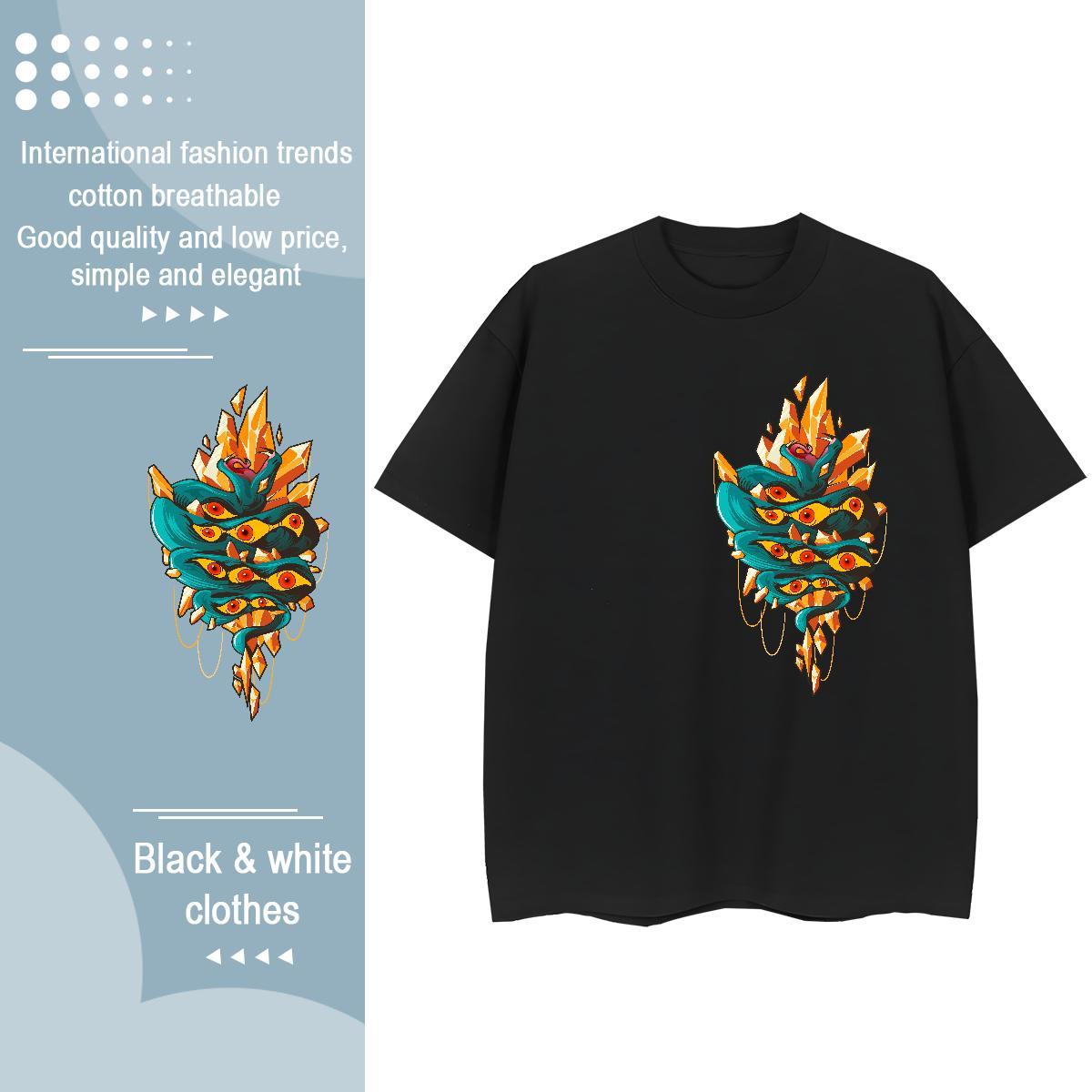 Cool T shirt snake Crew Neck High Street Hip Hop DIY 230g Cotton Men Tops Tees 2024 Tees Shirts