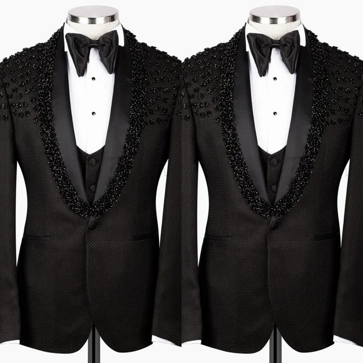 Men's Wedding Suit Fashion Shawl Lapel Tailored Blazers Beading Groom Jacket For Man One Button Custom Made Coat 2 Pieces Set(Jacket+Pants)