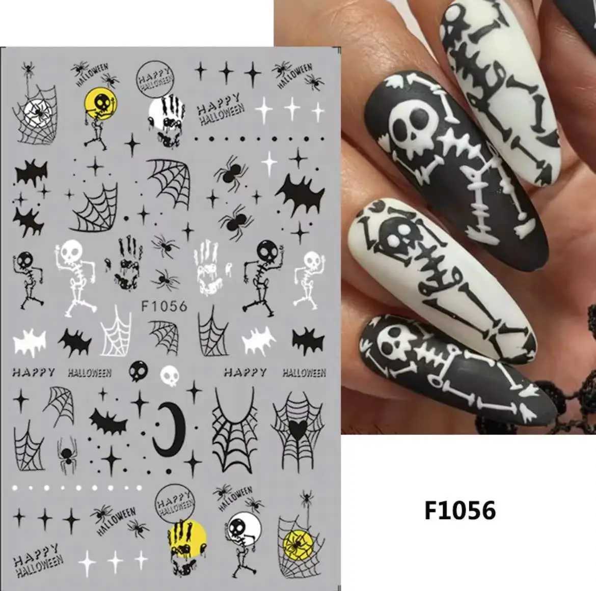 2024 New Halloween Nail Stickers Kawaii Cartoon Cat Nail Supplies Nail Decal Y2K Skull Bat Pumpkin Stickers For Nails DecorationXJ240814