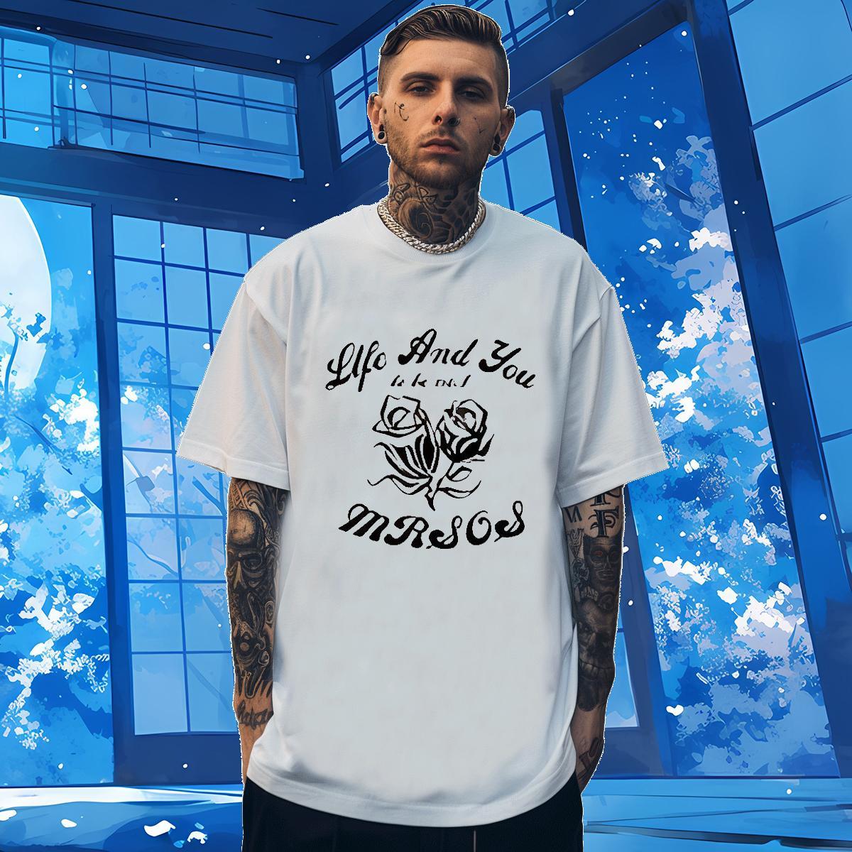 T-Shirts for Men 100% Cotton 230g ROSE Spring Summer Breathable Short Sleeve Graphic Men Tops Tees Factory Direct TOP Quality Tee Shirt