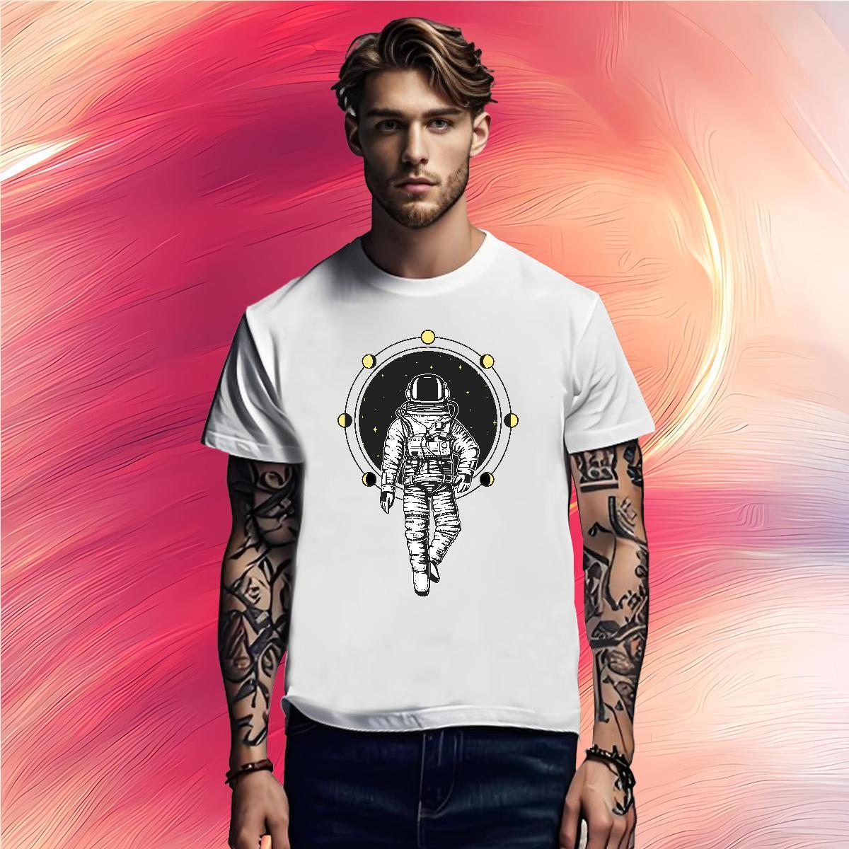 T shirt 230g Cotton universe Daily Wear Pure Cotton Cartoon Printing L-4XL Men Tops Tees 2024 New Comfortable Tee Shirt