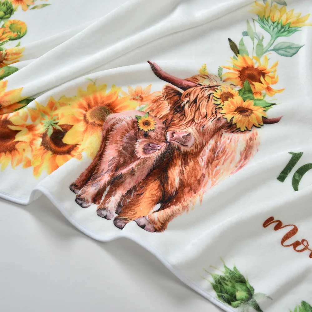 Baby Growth Photography Props Photo Blanket North American Highland Sheep Baby Milestone Blanket Flannel Throw Blanket Y240815