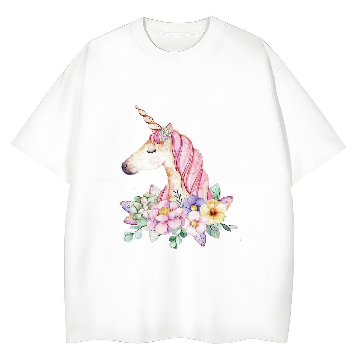 Cool Design T shirt horse Breathable Home Outdoor Custom Printed 230g Pure Cotton Couples T Shirts 2024 New Wear