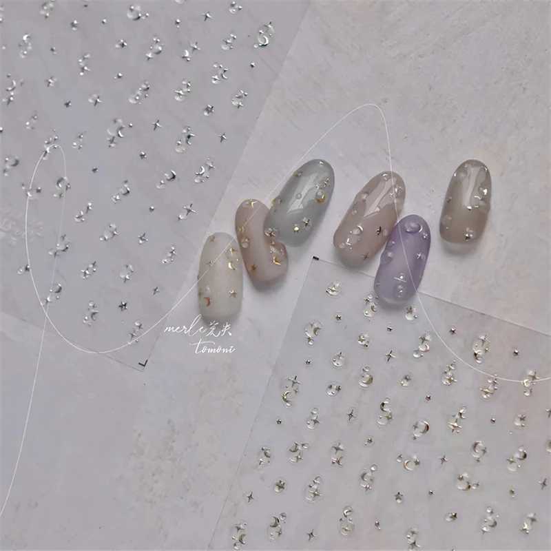 1pcs Jelly Nail Stickers Shiny French Ice Crystal Stars Love Self Adhesive Stickers For Nails DIY Valentines Day Decorat DecalsXJ240814