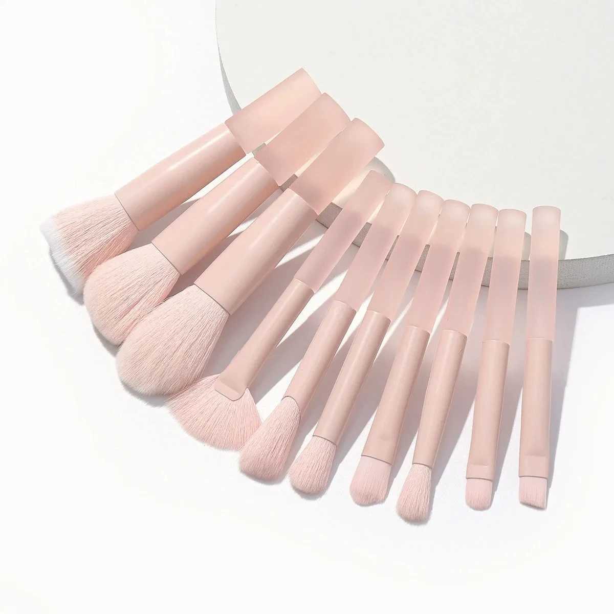 New mini makeup brush set 10 pieces of eye shadow loose powder brush travel portable soft hair makeup tool W240814