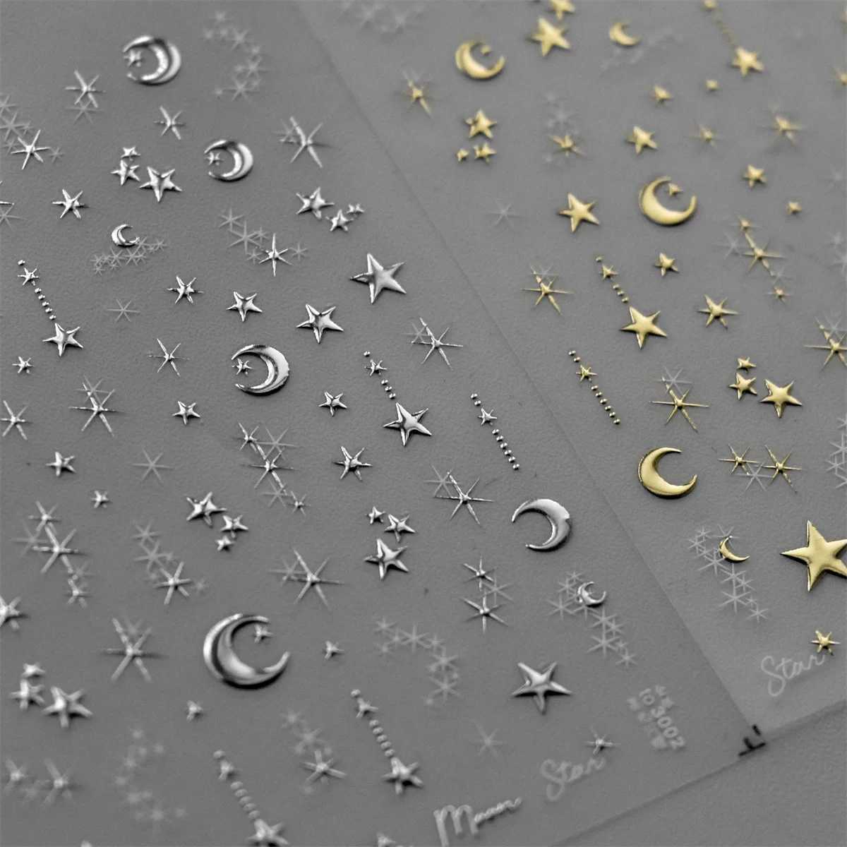 1PC 5D Korean Bronzing Nail Stickers Japanese Gold Silver Star Moon Luxury DIY Nail Art Decoration Decals Manicure AccessoriesXJ240814
