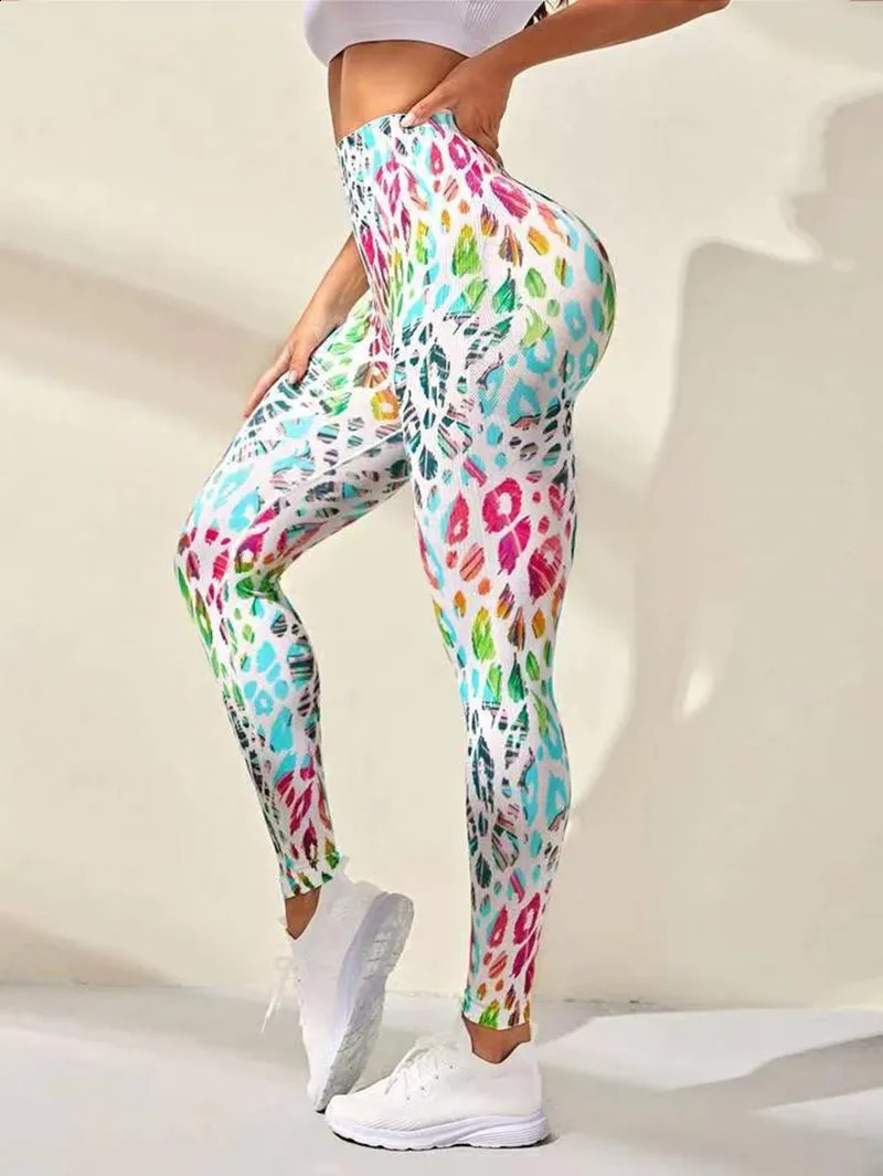 3D Print Tie Dye Sports Pants Women Seamless Leggings High Waist Fitness Push Up Leggings Gym Clothing Workout Tights 250206