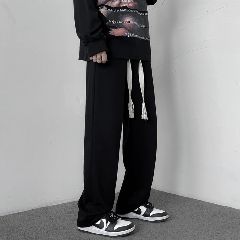 M-5XL Plus Size Mens Joggers Pants Streetwear Casual Jogging Bottom Loose Fit Sweat Pants ElasticWaist with Drawstring Trousers 240815