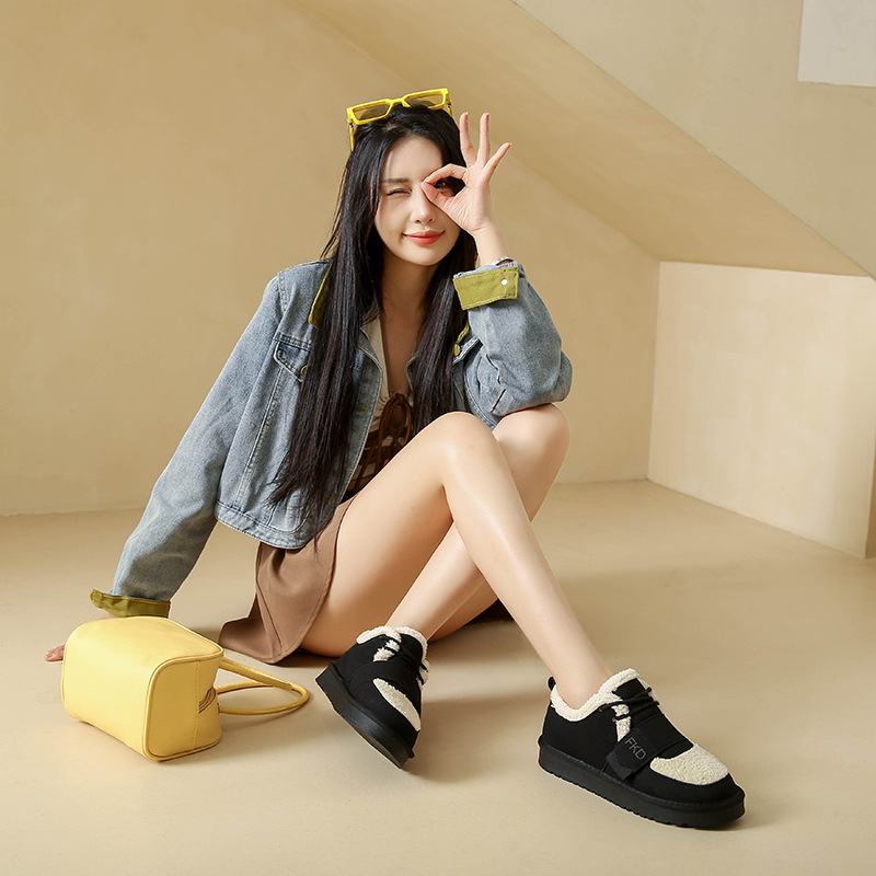 Women's winter warm and plush thick ugly cute cotton shoes