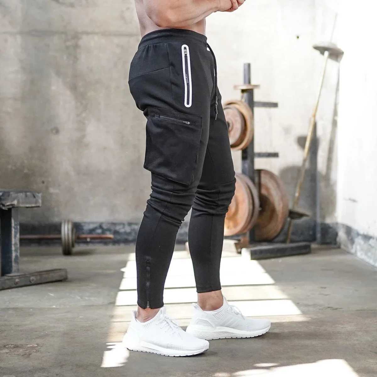 Muscle Fitness Brother New Fitness Slimming Exercise Mens Overalls Outdoor Pants Running Training Pants Elastic PantsW240725