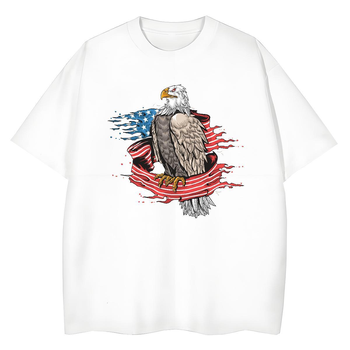 Free Shipping T-Shirts eagle Breathable Short Sleeve Casual Beach Custom Print Oversized 230g 100% Cotton Men Tshirts Fashion Casual Clothings