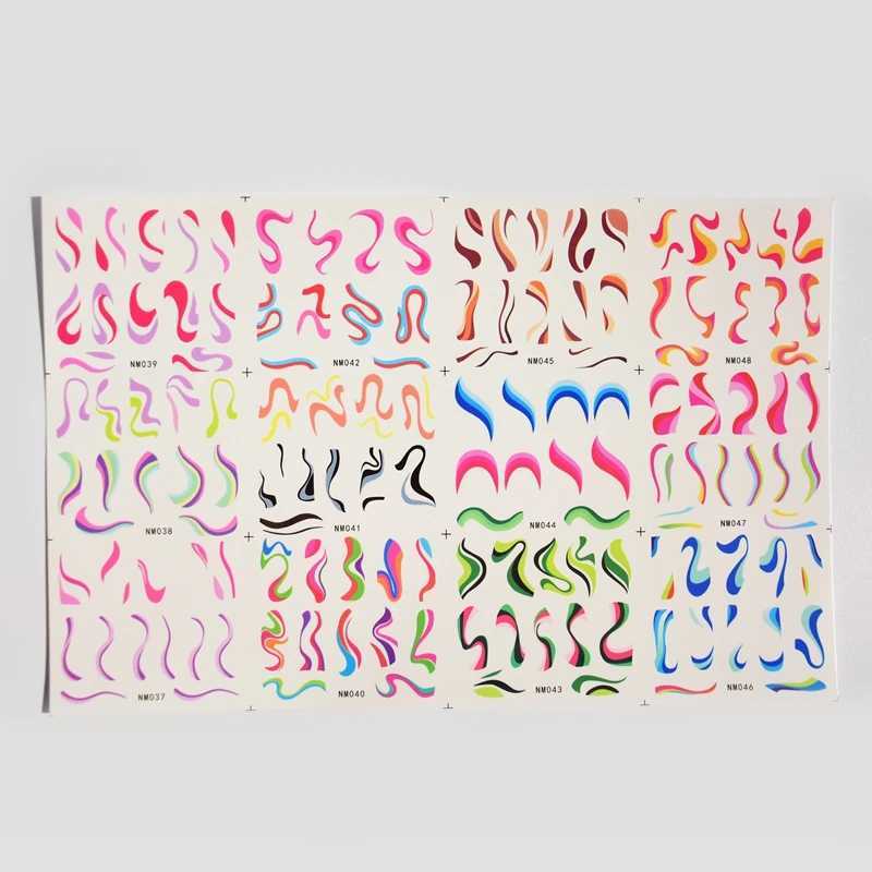 12patterns Colors Wave Line Flower Nail Water Decals Swirl Ribbon Silder For Nails Art Transfer Sticker Nailswag Slider DecalsXJ240814