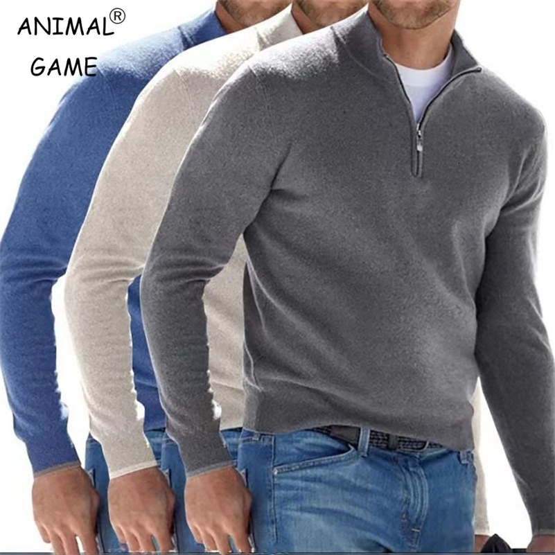 Autumn Mens Sweatwear Warm Pullover Solid Color Half Zipper Casual Sweater Slim V-neck Long Sleeve Mens Sweatshirts Winter Top 240821