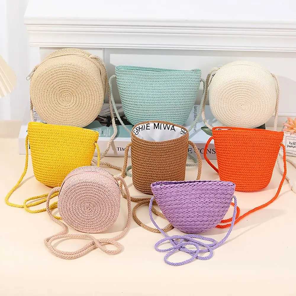 Grass cross bag fashionable soft handle simple grass handbag large capacity childrens beach bag travel W240906