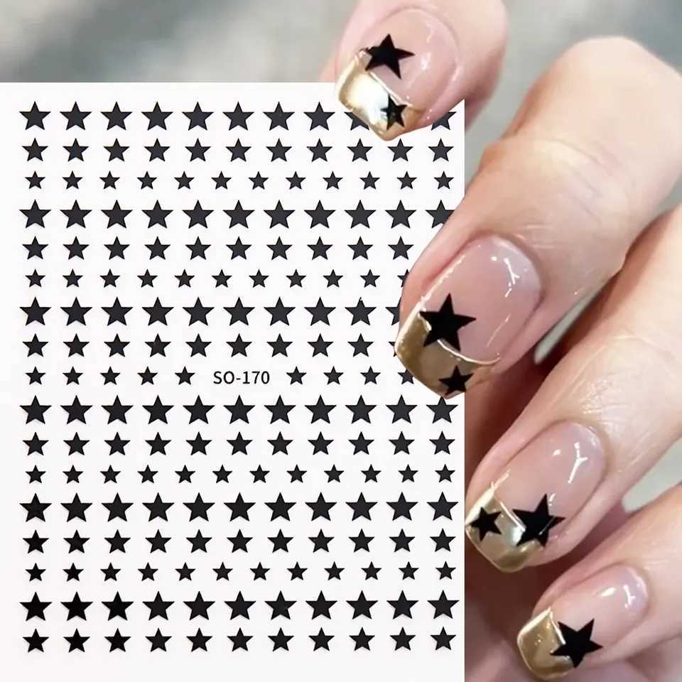 3D Star Nail Stickers Holographic Silver Chrome Star Nail Decals Shiny Bronzing Sliders Japanese Style Y2K Manicure LEBSO-170XJ240814