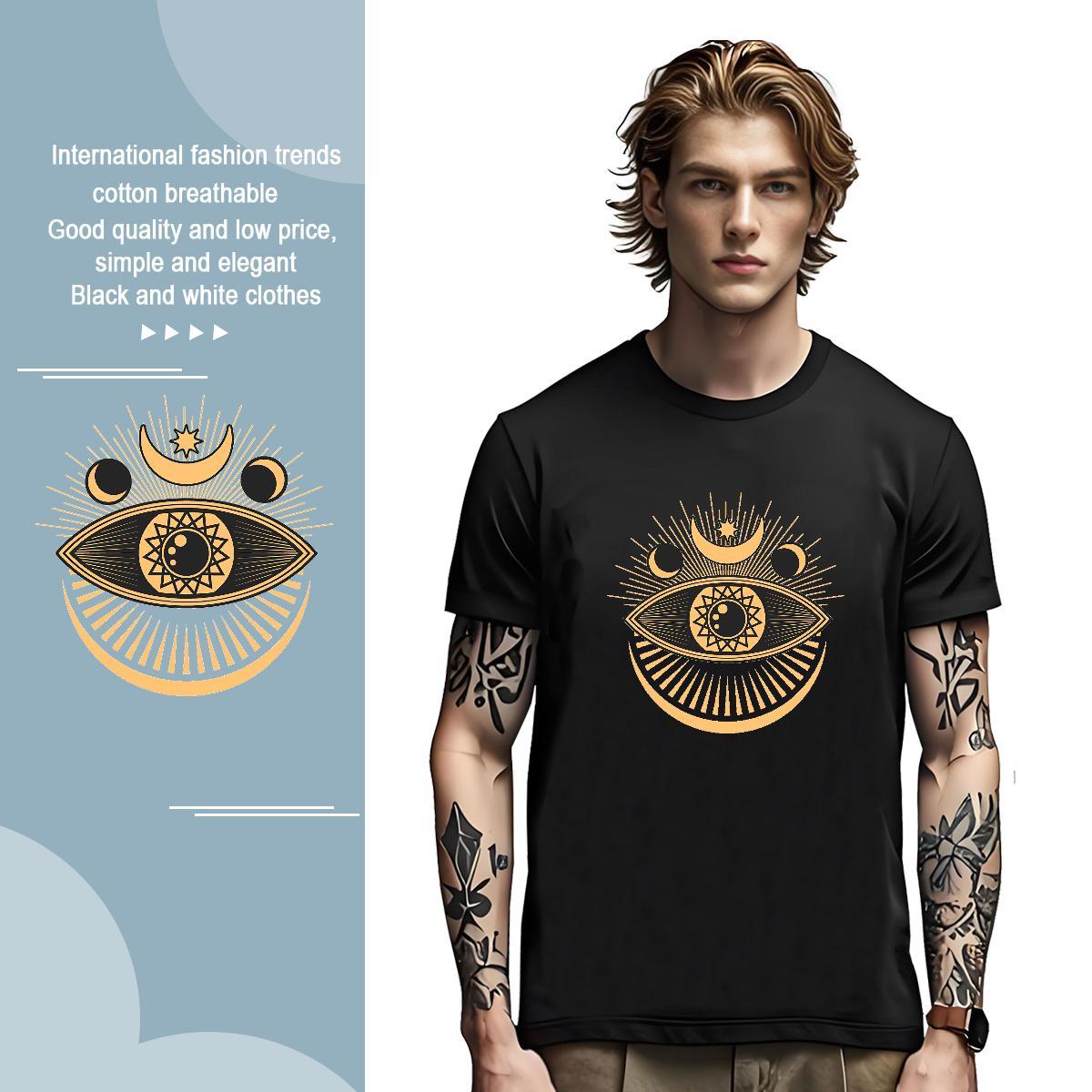T-Shirts for Men 100% Cotton 230g eyes Hip Hop Breathable Crew Neck Oversized 4XL Men Tops Tees Fashion Classic Clothings
