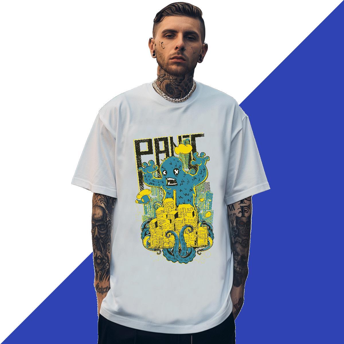 Cool Design Men Clothes T-Shirt Street Wear 230g Pure Cotton Plus Size Cartoon O-Neck Short Sleeve ET Mens T Shirts 2024 DIY Tops