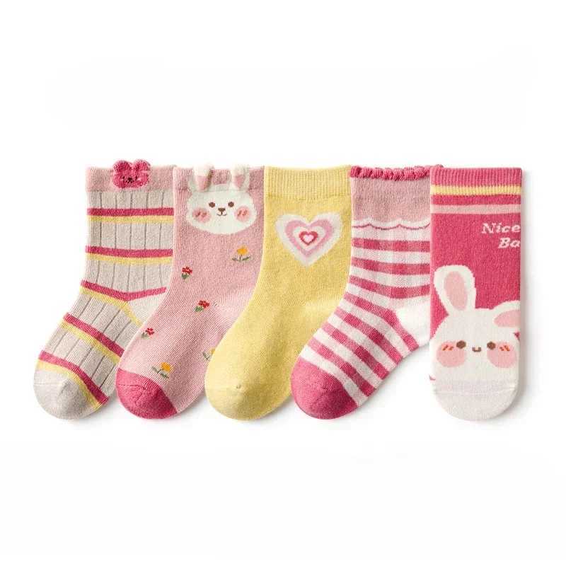 5 new childrens socks wholesale boys and girls cartoon shorts medium large solid color cotton school children W240814