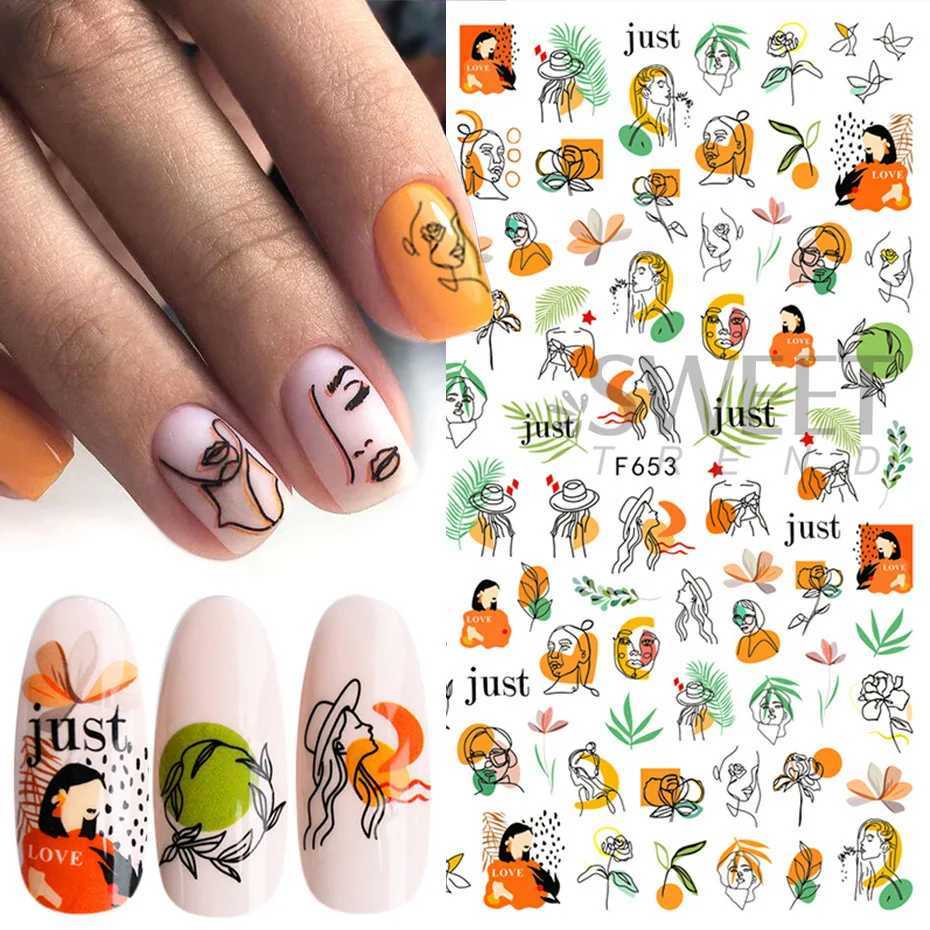 Colorful Butterfly Nail Sticker Luxury Manicure Design 3D Floral Leaf Geometric Abstract Face Decals Slider Nail Art AccessoriesXJ240814
