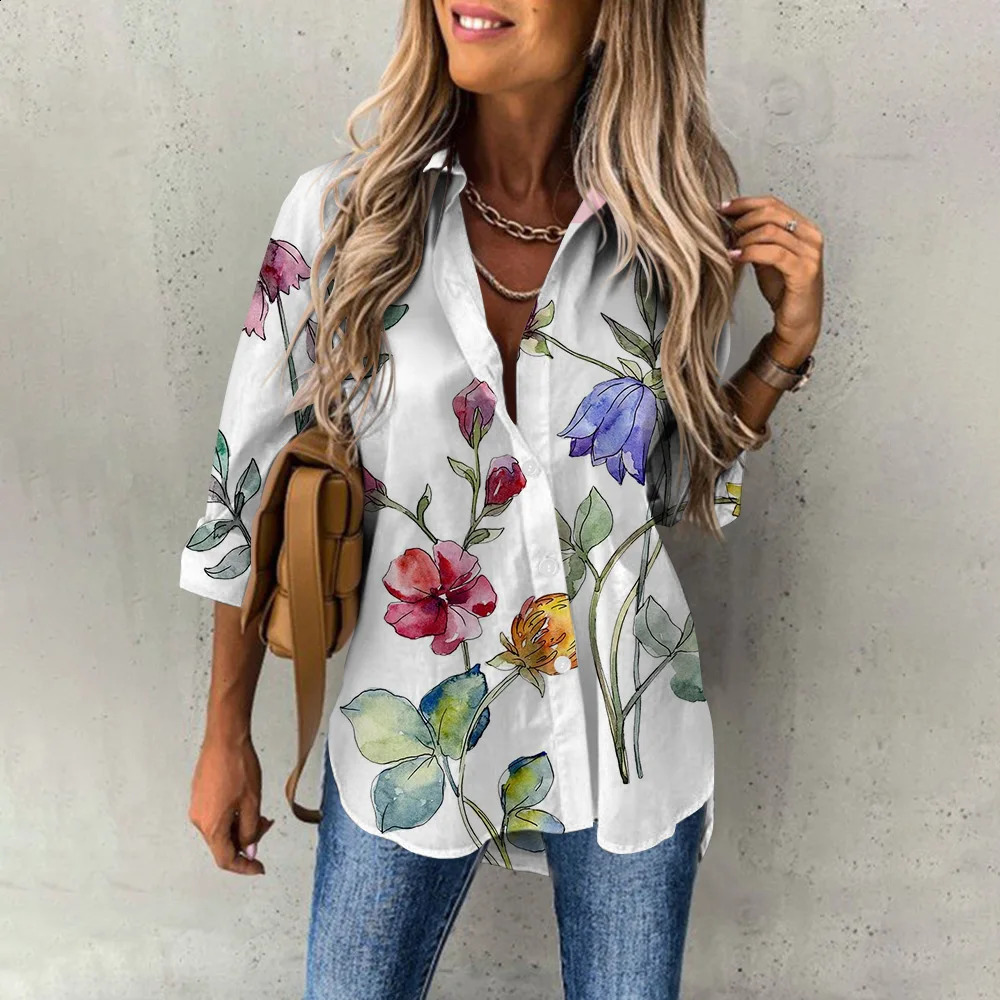 Womens Spring Fashion Casual Street Button Shirt Elegant and Comfortable Long Sleeve Loose Blouse Top Office Lady Clothing 240815
