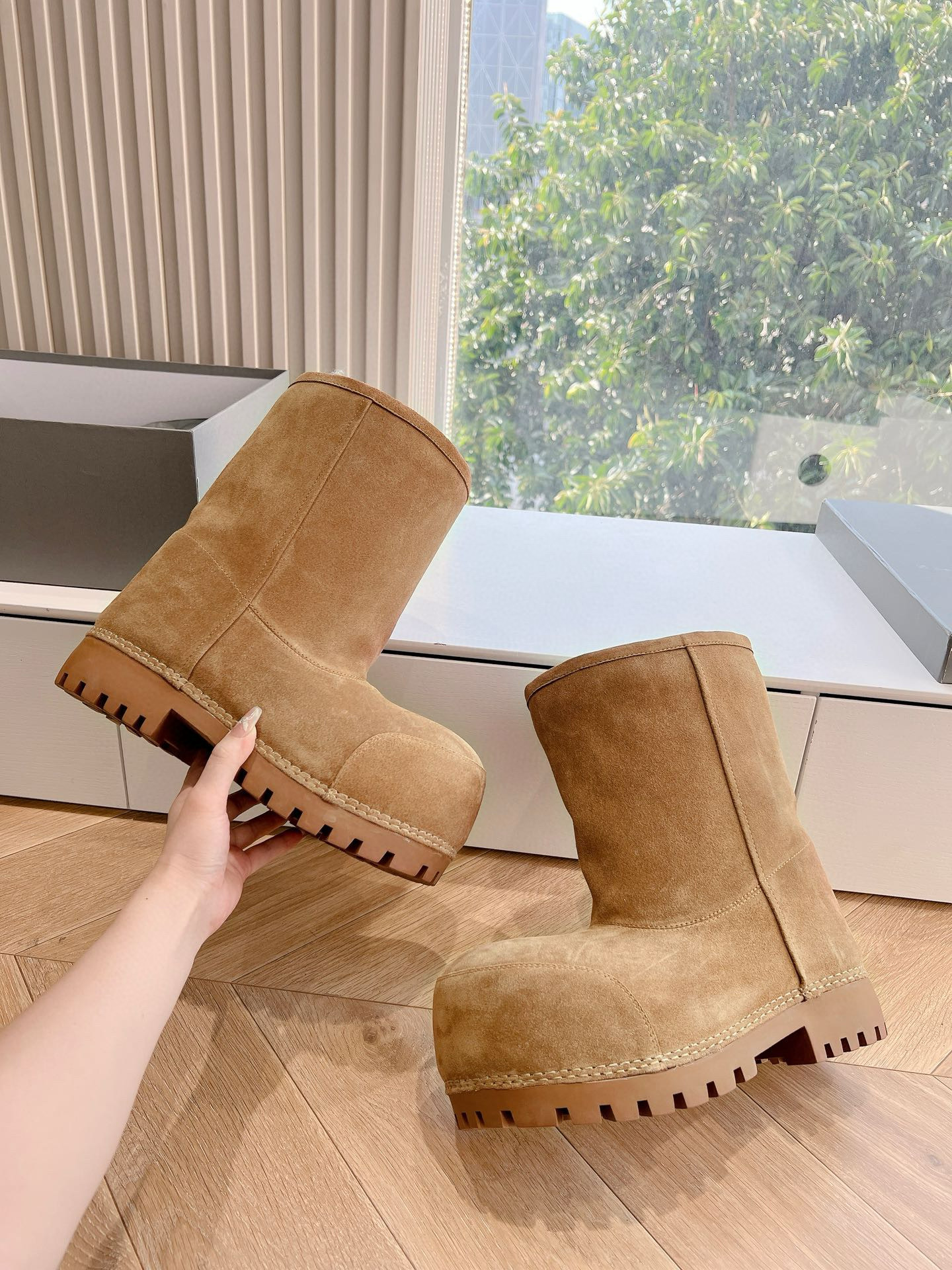 Boots Shoes Alaska Fur High Boot P Women Snow suede calfskin leather Platform Ski boots Size 35-40 Q241108 S25519