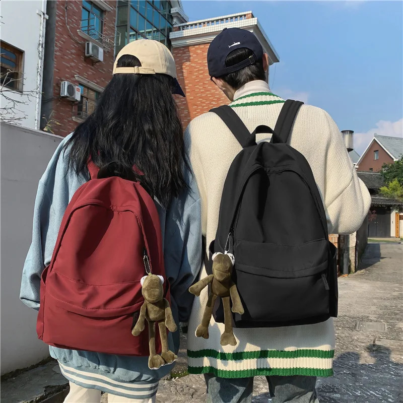Women Backpack School Solid Waterproof Nylon Black Drop Kawaii Travel Zipper Laptop Bag Female Bookbag 240813