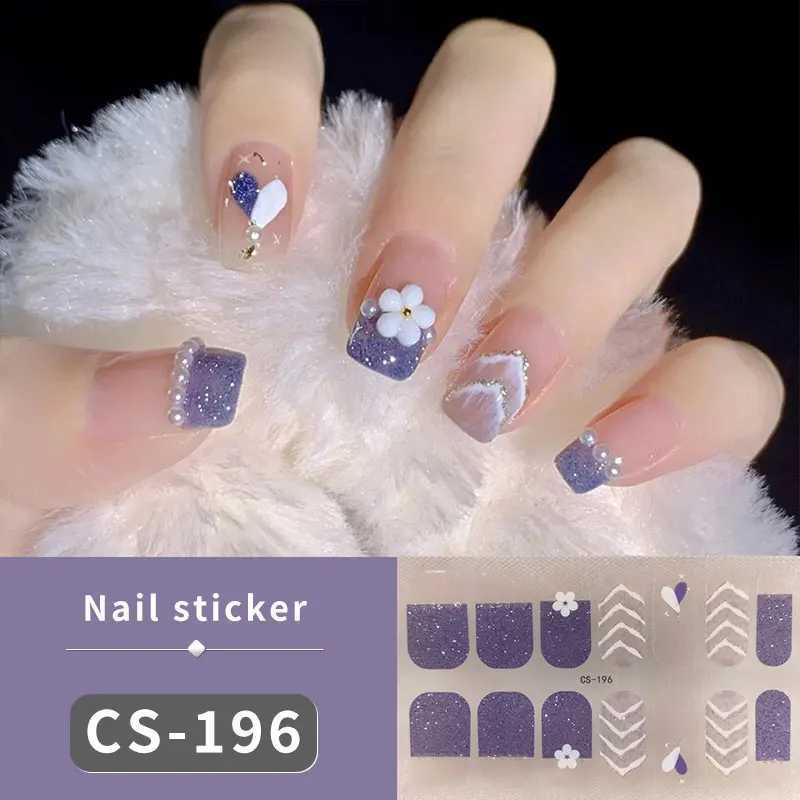 Flower Full Cover Nail Sticker Press on Full Nail Wraps Adhesive Long-Lasting Manicure Quick Nail Design Decals for Nail StarterXJ240814