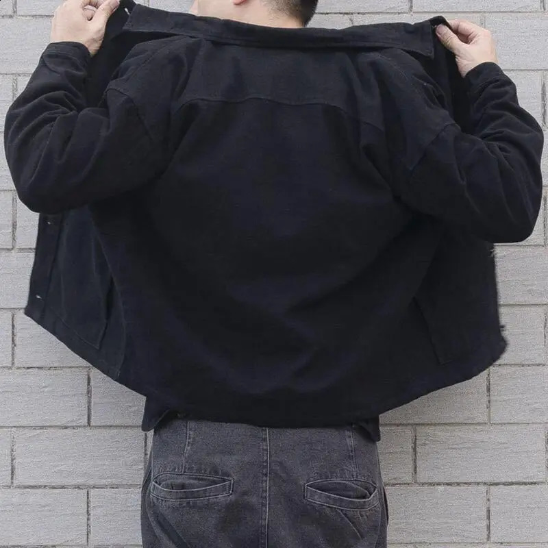 Simple Denim Jackets Men Black Classic All-match Vintage Males Large Size Outwear Comfort S-4XL Daily Unisex 240814