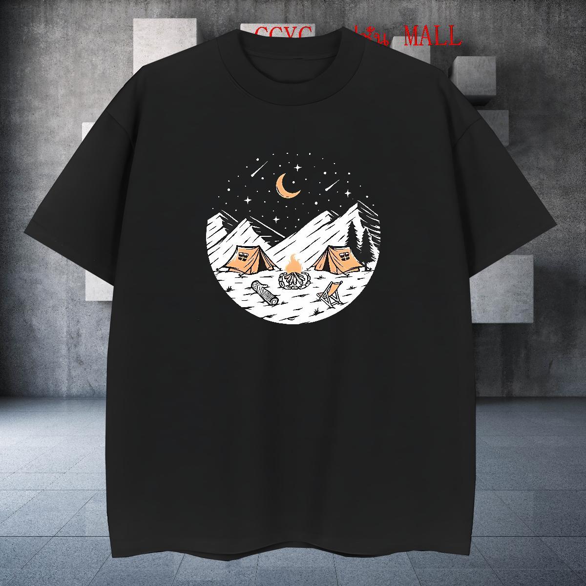 Designer Couples T Shirts High Street Hip Hop 230g 100% Cotton DIY Crew Neck mountains T-Shirts New Designer Wear