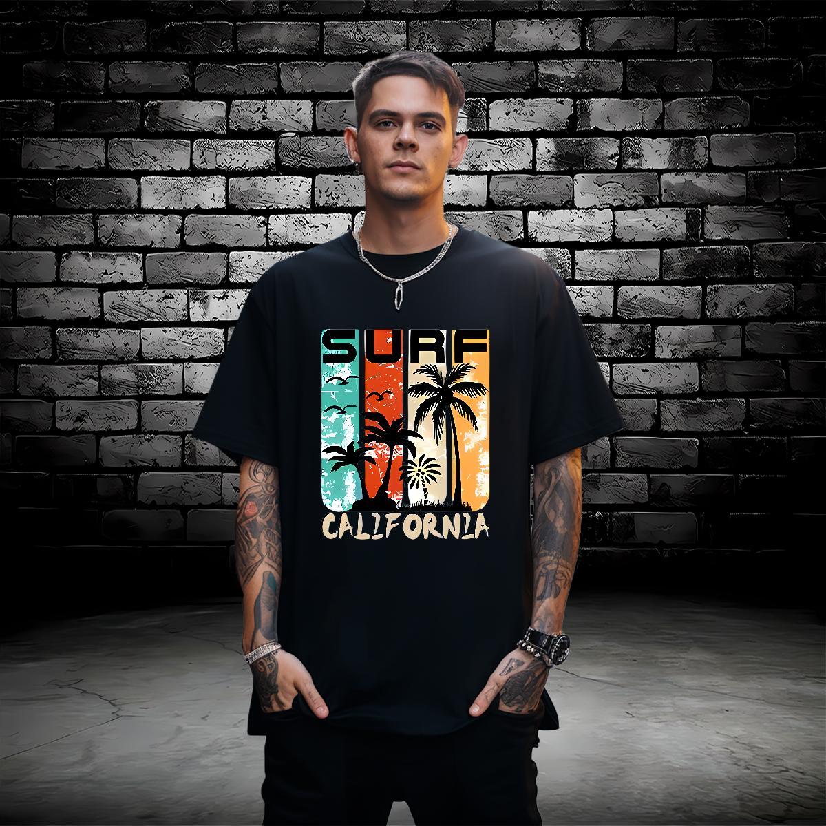 T-Shirts for Men 230g Pure Cotton tree Street wear Hip Hop Breathable Short Sleeve Anime Men Clothes T-Shirt DIY Brand Tops Shirt