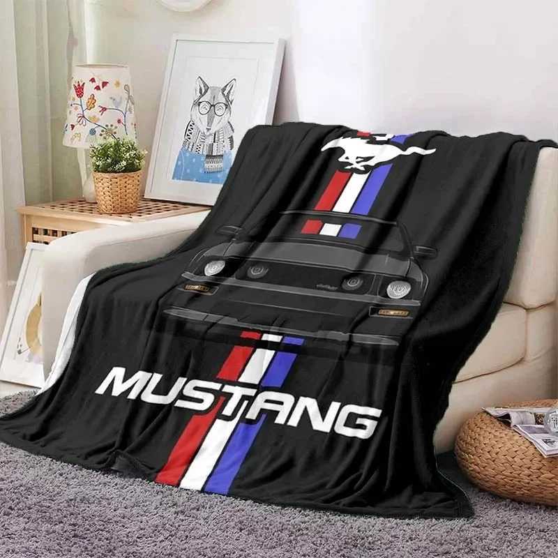 Fashion Sports Car F-Ford Mustang Plush Blanket Four Seasons Home Portable Picnic Warm Children Adult Gift Blanket Y240815