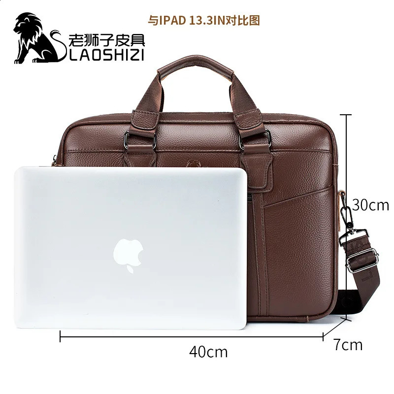 Genuine Leather Men Handbags Laptop Bags Male Business briefcase Travel Messenger Bags Mens Crossbody Shoulder Bag 240813