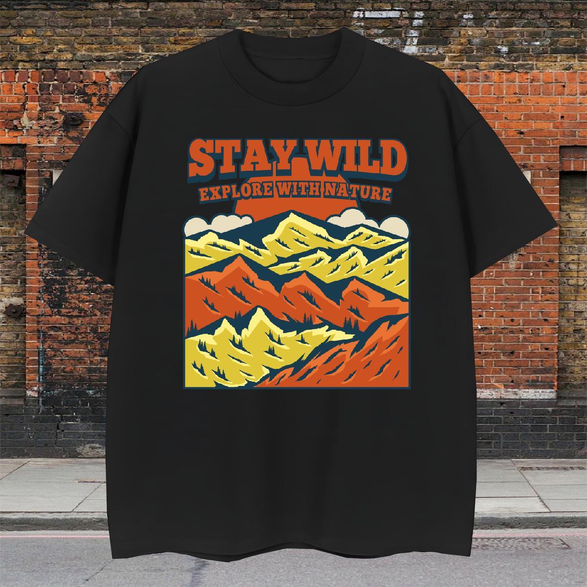 Comfortable Men Clothes T-Shirt Hip Hop Street 230g 100% Cotton Oversized 3XL 4XL Breathable Crew Neck mountains Mens T Shirts 2024 Summer Tshirts