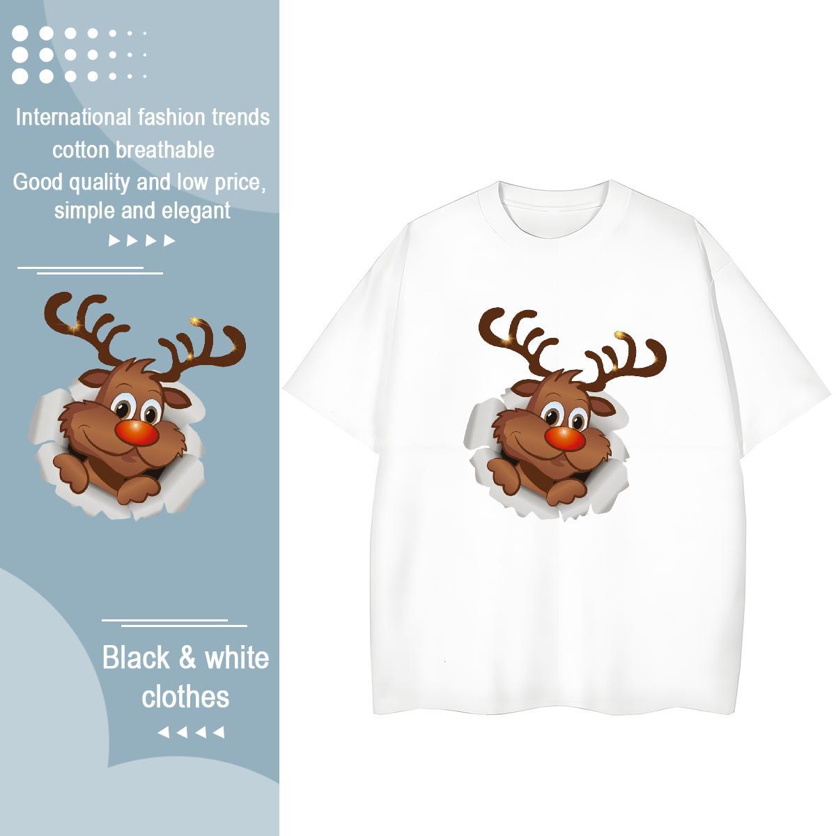 Soft T Shirts Men Christmas Breathable Short Sleeve Outdoor Floral Print 230g Cotton Men Tees Customized Clothings