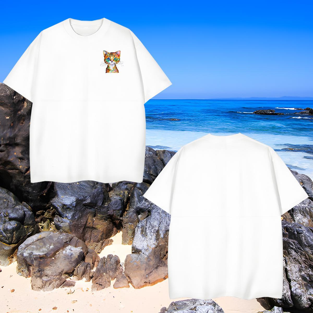 Loose Men T Shirts cat Pure Cotton Anime Printing Street Oversized 3XL 4XL 230g Pure Cotton Couples T Shirts Designer Tees Shirts