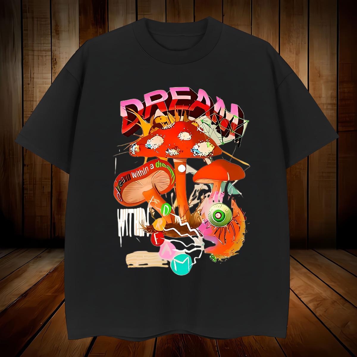 Free Shipping mushroom T-Shirts for Men Beach Mens Tshirts 230g 100% Cotton Designer Fashion Breathable Short Sleeve Black White Wear